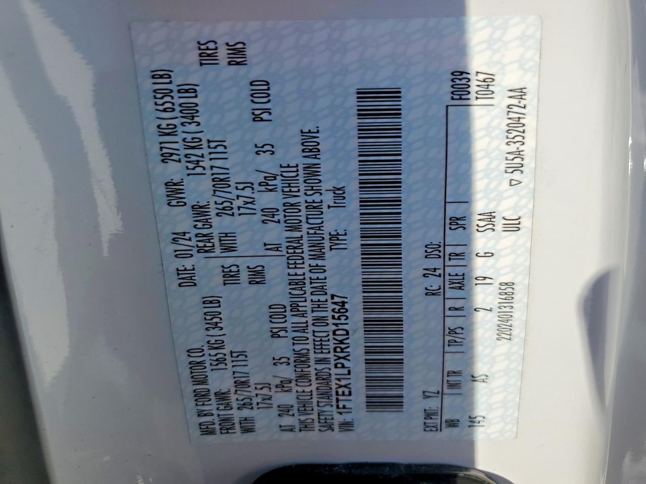 2024 FORD F150 XL photo 12