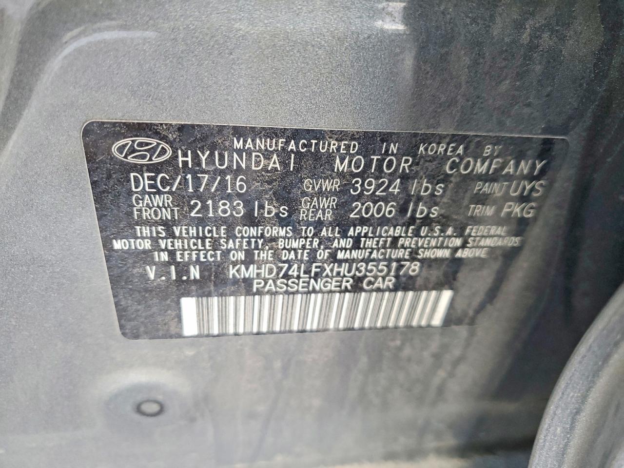 2017 HYUNDAI ELANTRA SE photo 12
