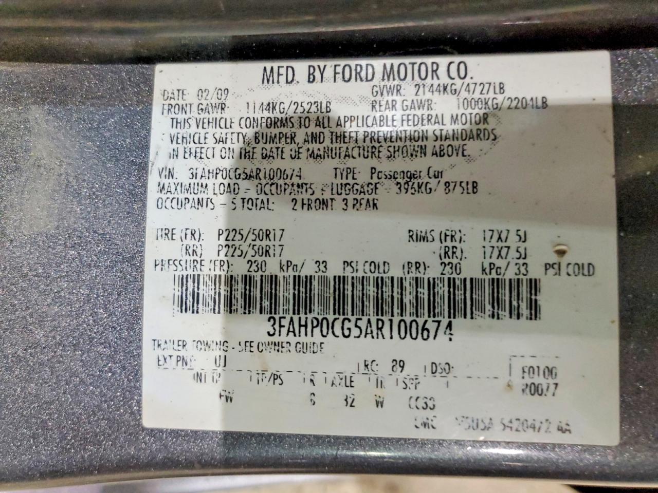 2010 FORD FUSION SEL photo 12