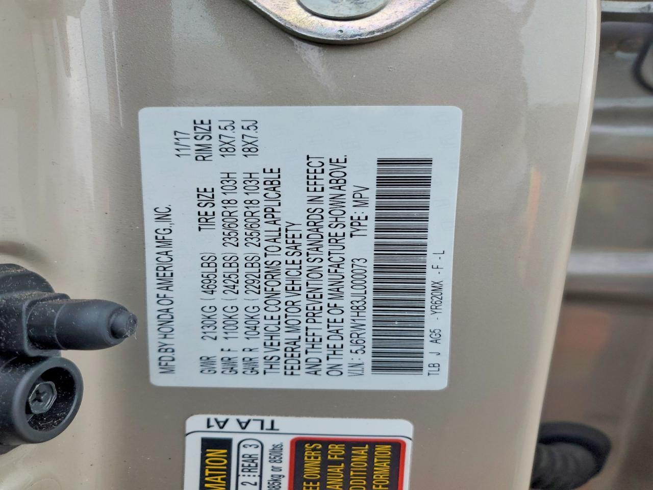2018 HONDA CR-V EXL photo 14