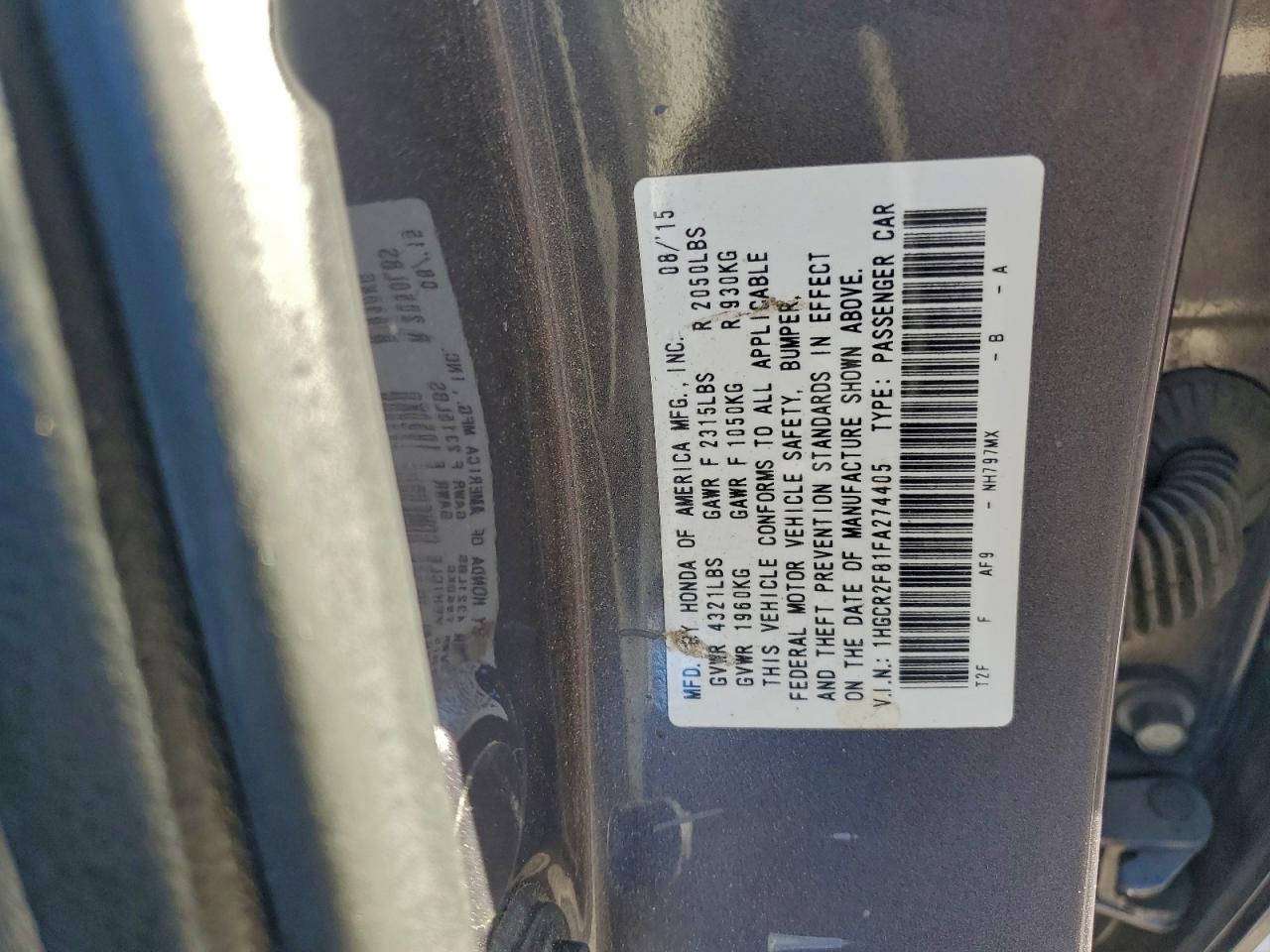 2015 HONDA ACCORD EXL photo 13