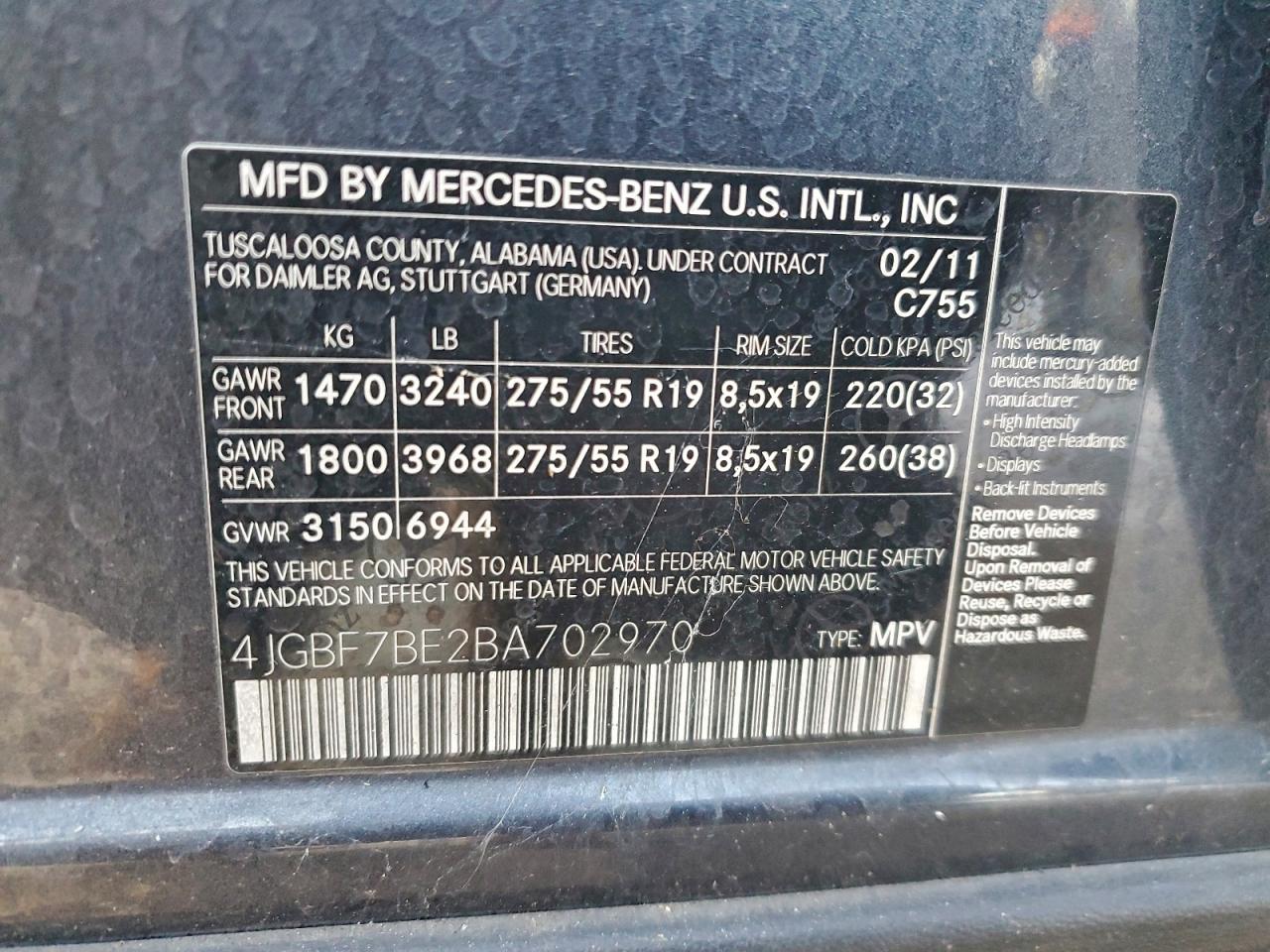 2011 MERCEDES-BENZ GL 450 4MATIC photo 13