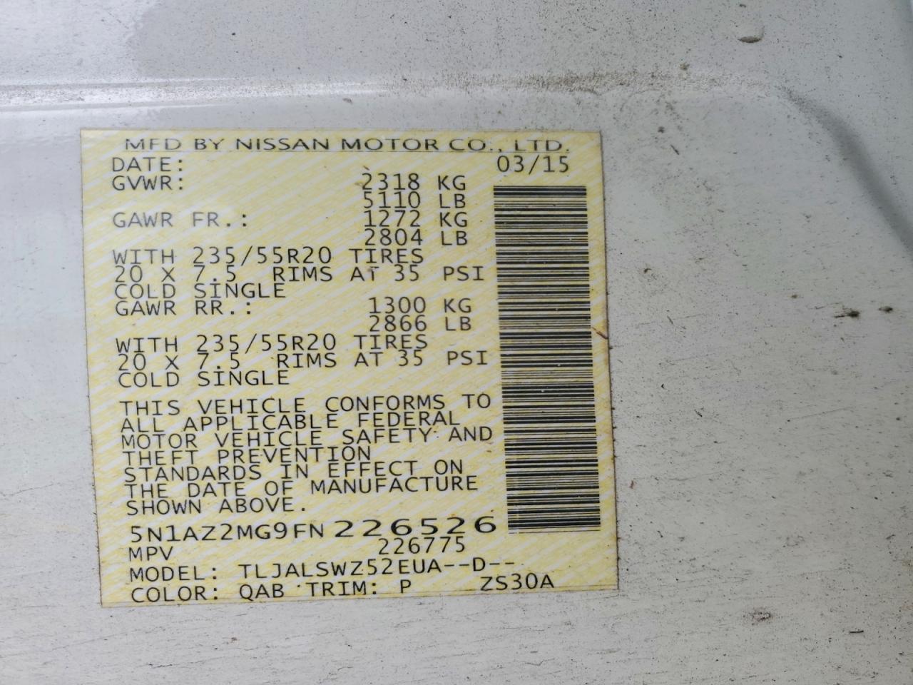 2015 NISSAN MURANO S photo 13