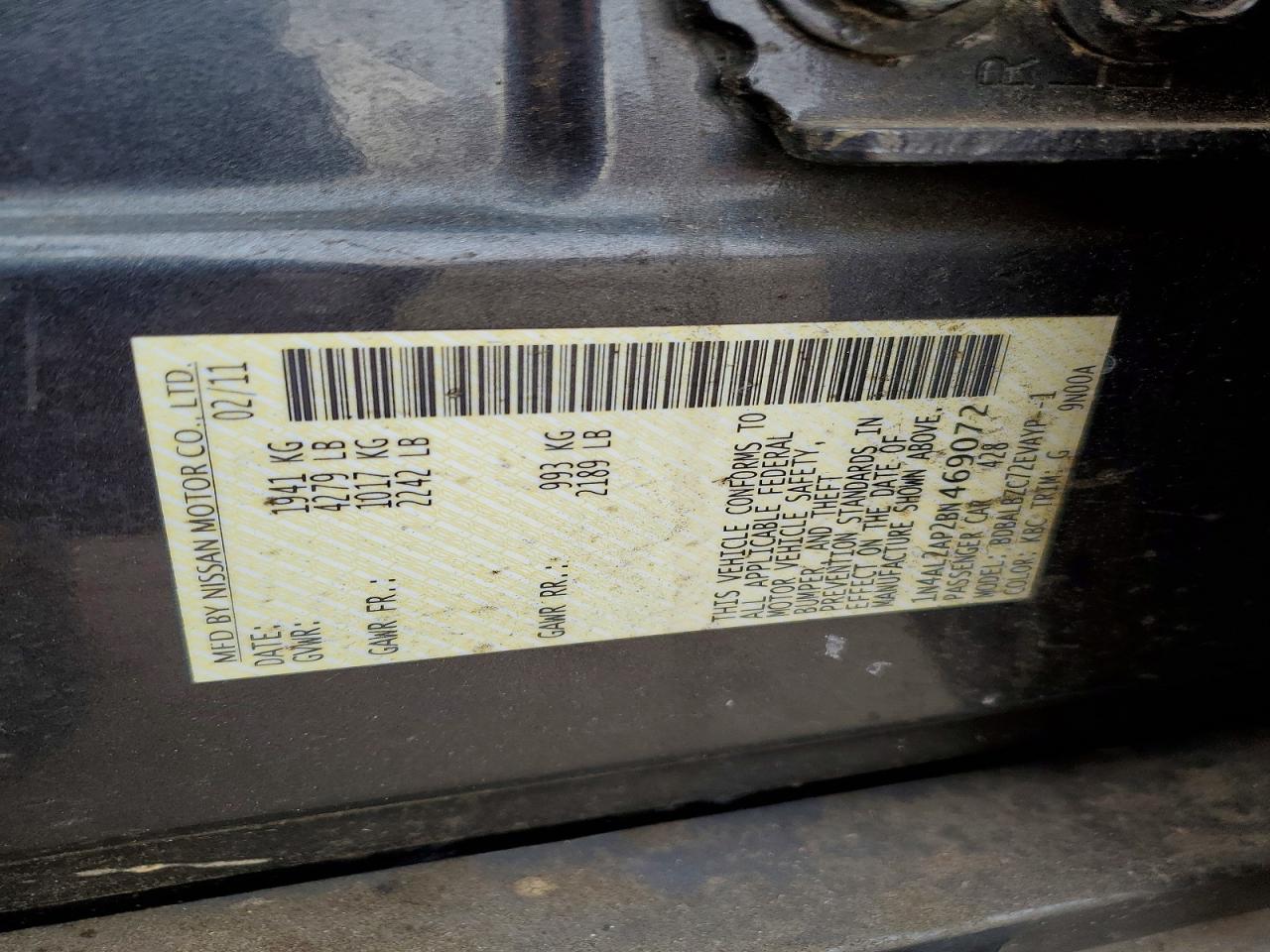 2011 NISSAN ALTIMA BASE photo 12