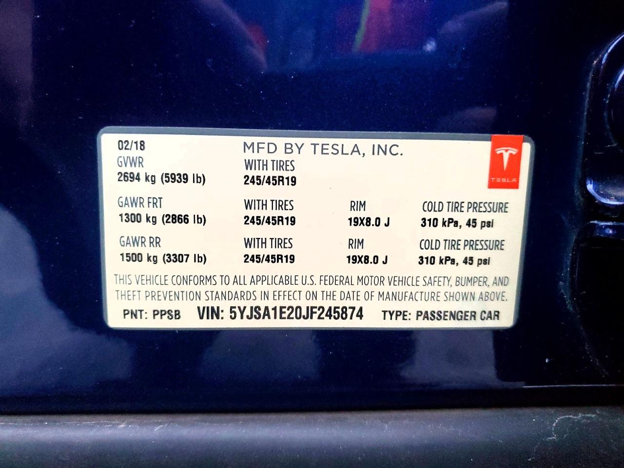 2018 TESLA MODEL S photo 13