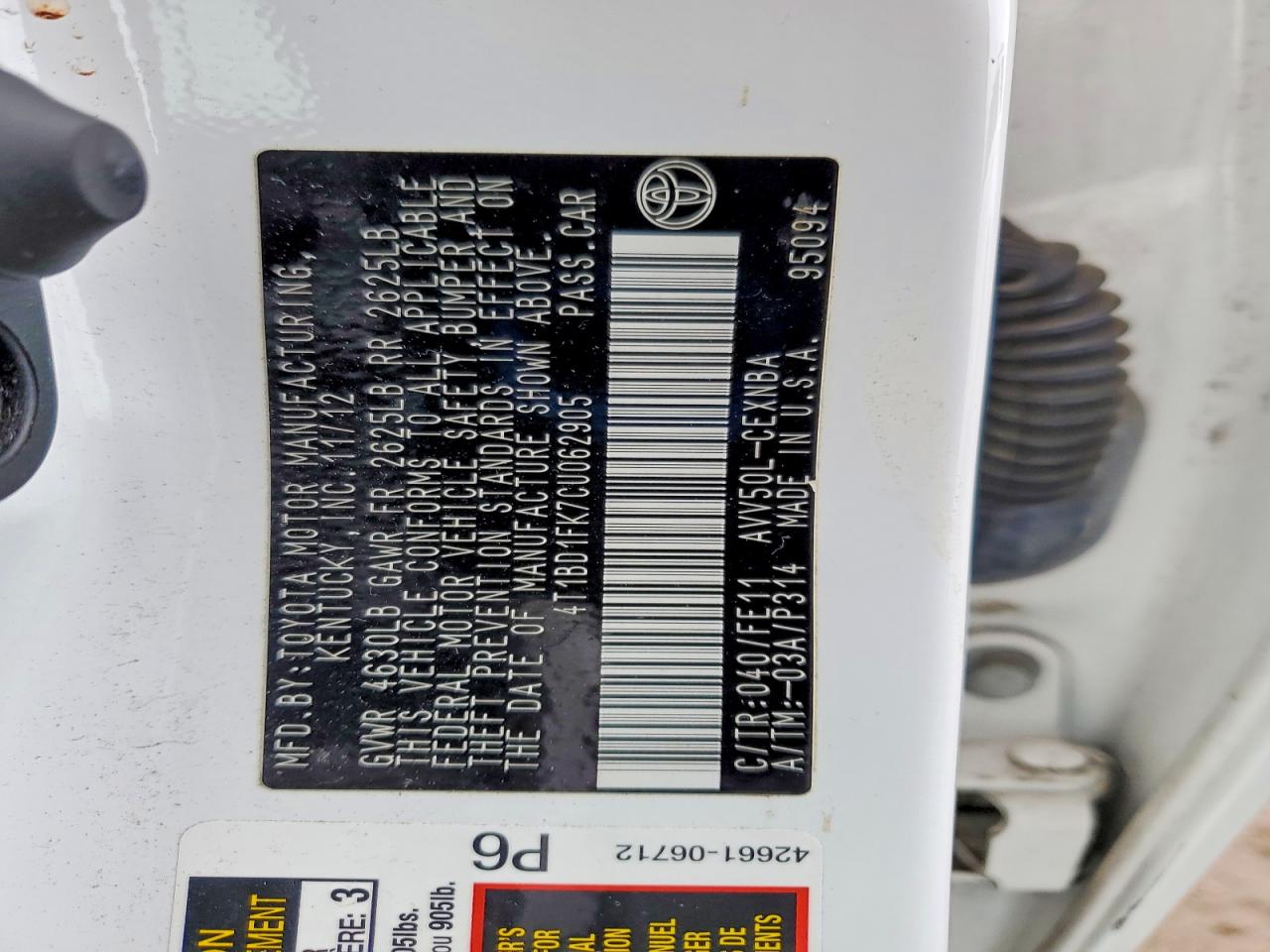 2012 TOYOTA CAMRY HYBRID photo 12