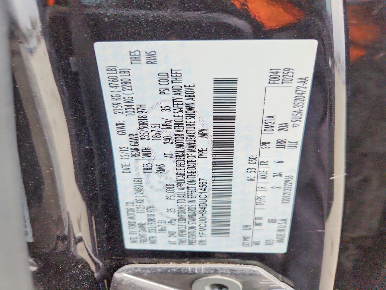 2013 FORD ESCAPE SEL photo 14