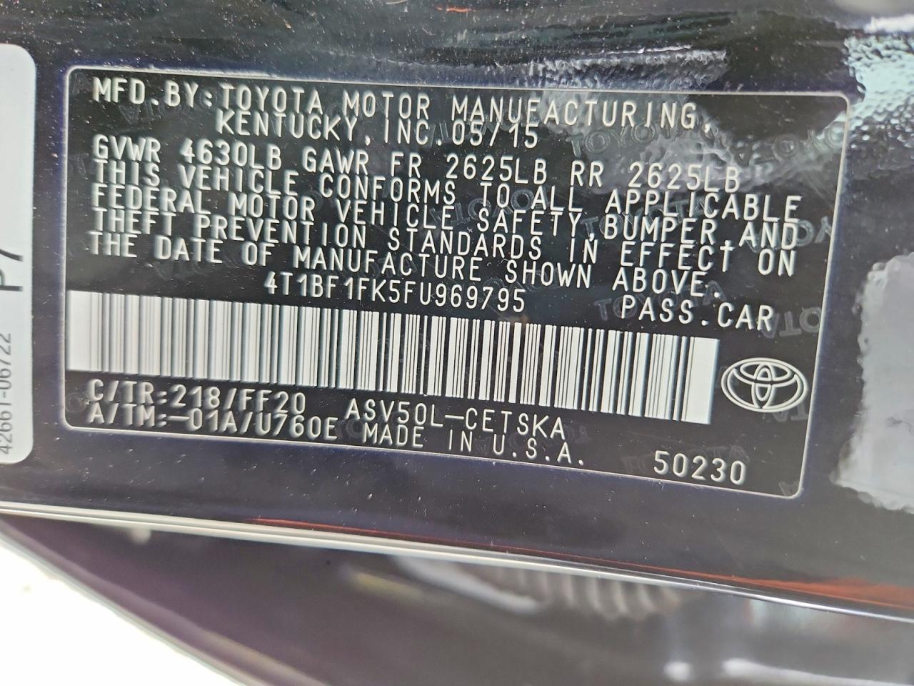 2015 TOYOTA CAMRY LE photo 13