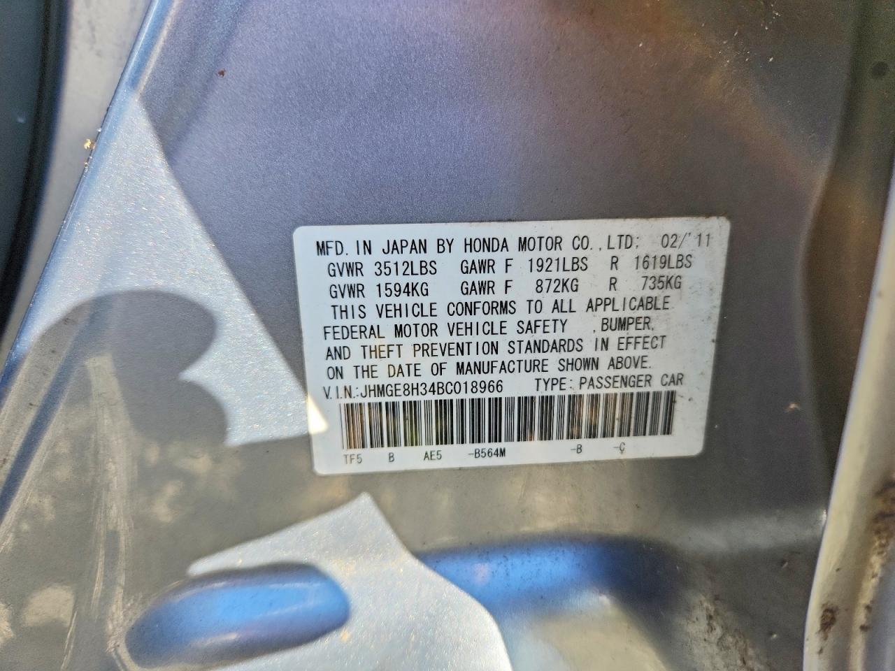 2011 HONDA FIT photo 13
