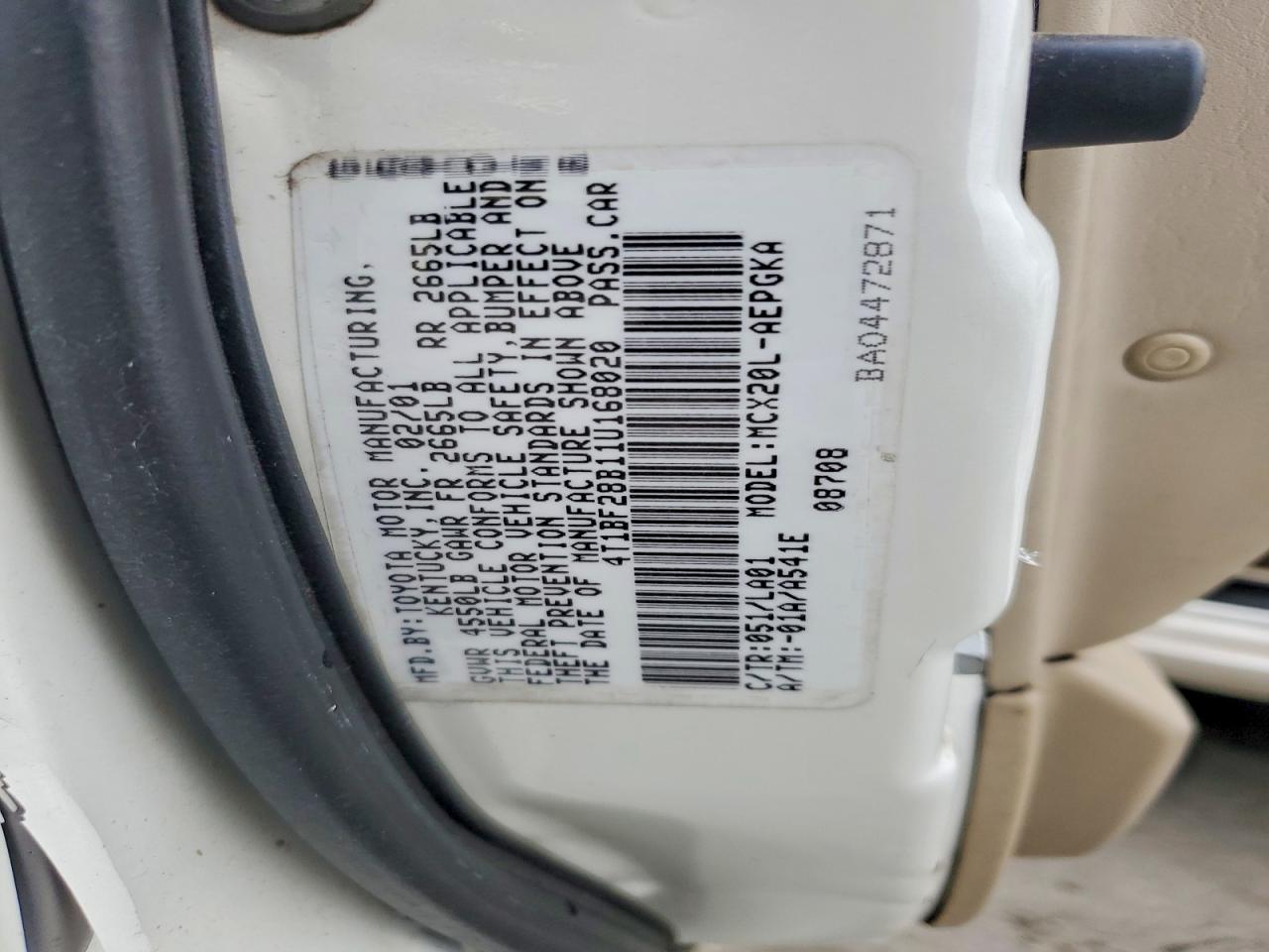 2001 TOYOTA AVALON XL photo 12
