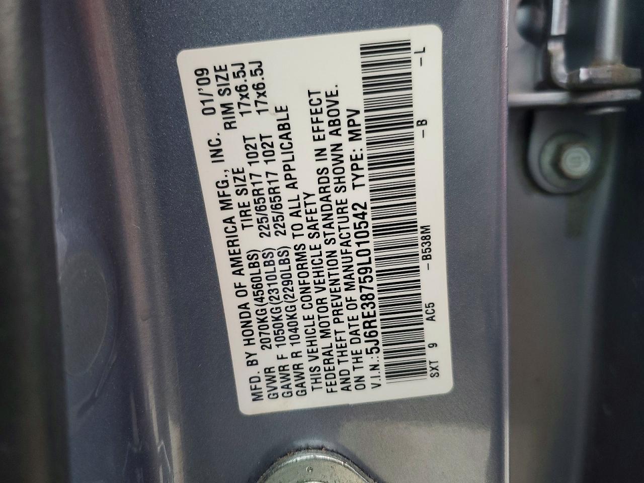 2009 HONDA CR-V EXL photo 12