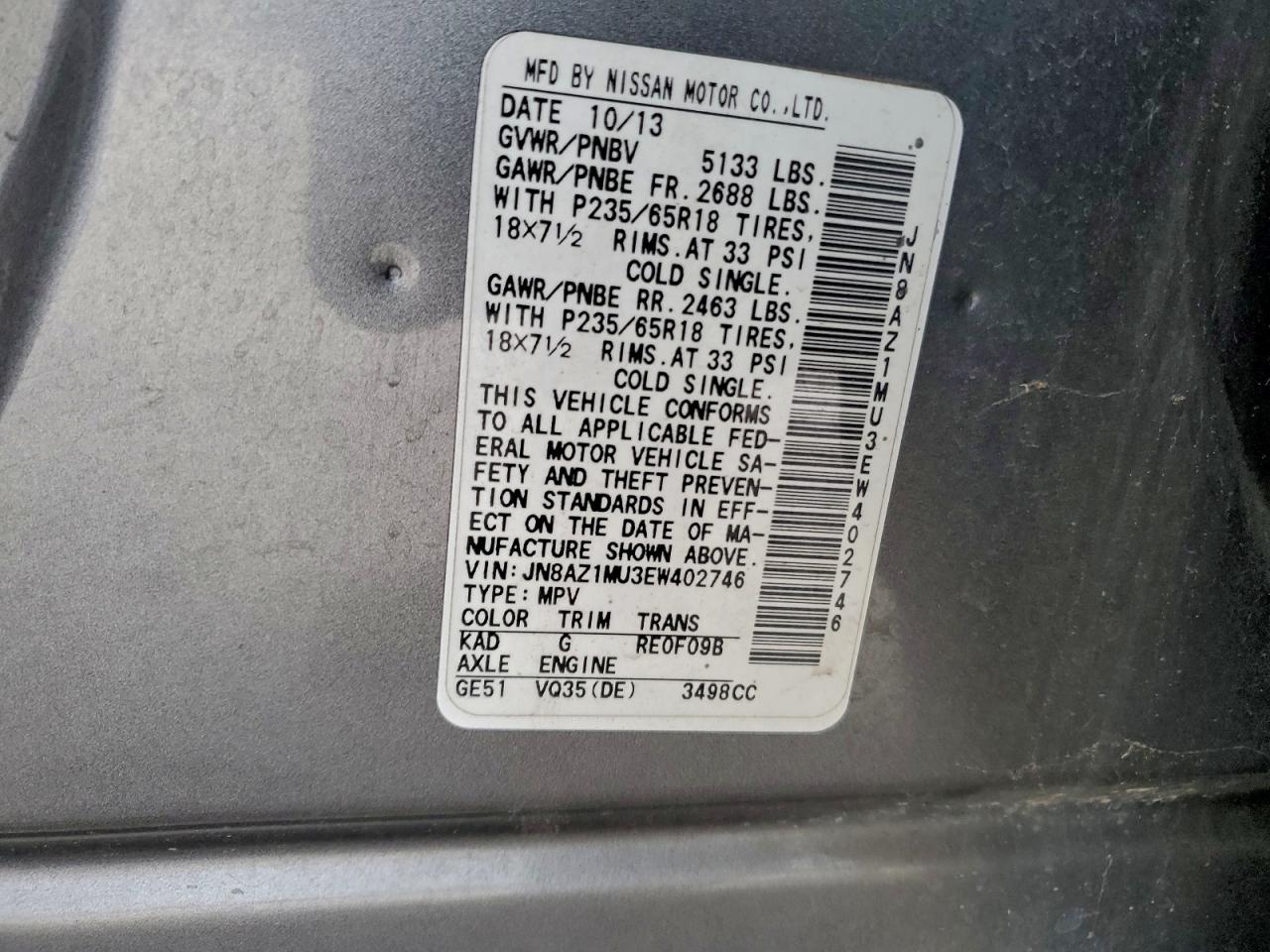 2014 NISSAN MURANO S photo 14