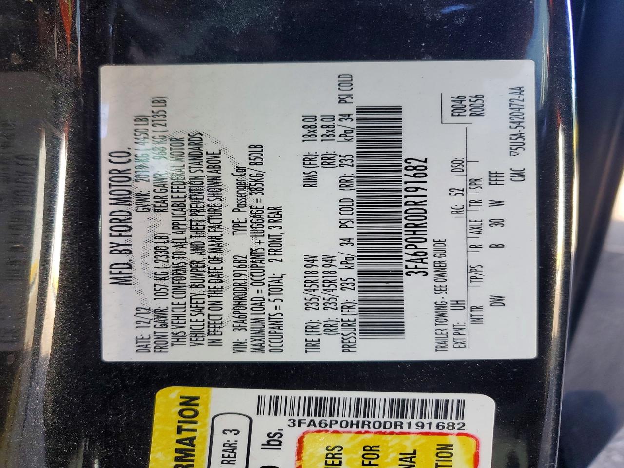 2013 FORD FUSION SE photo 12