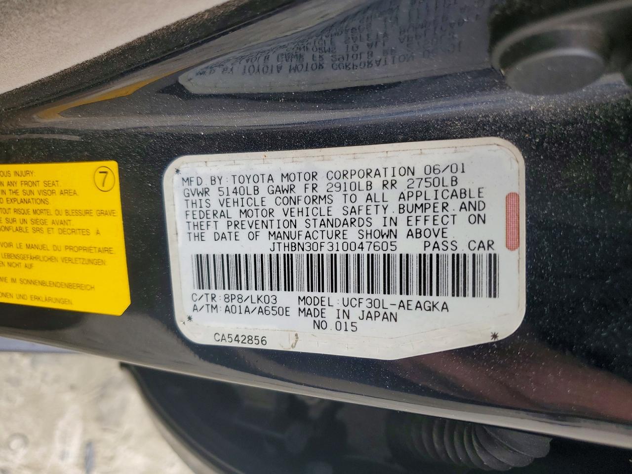 2001 LEXUS LS 430 photo 12