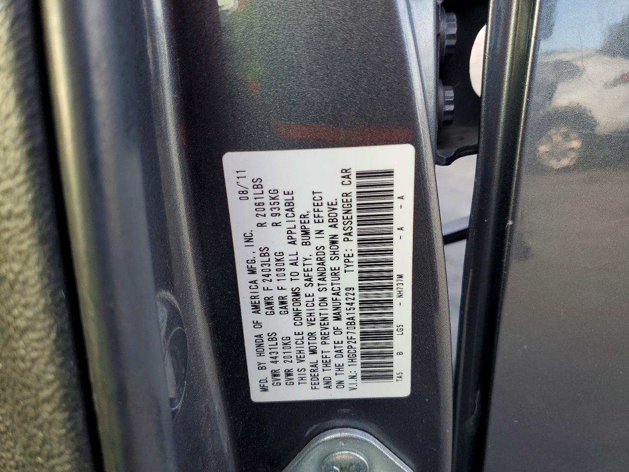 2011 HONDA ACCORD EX photo 12