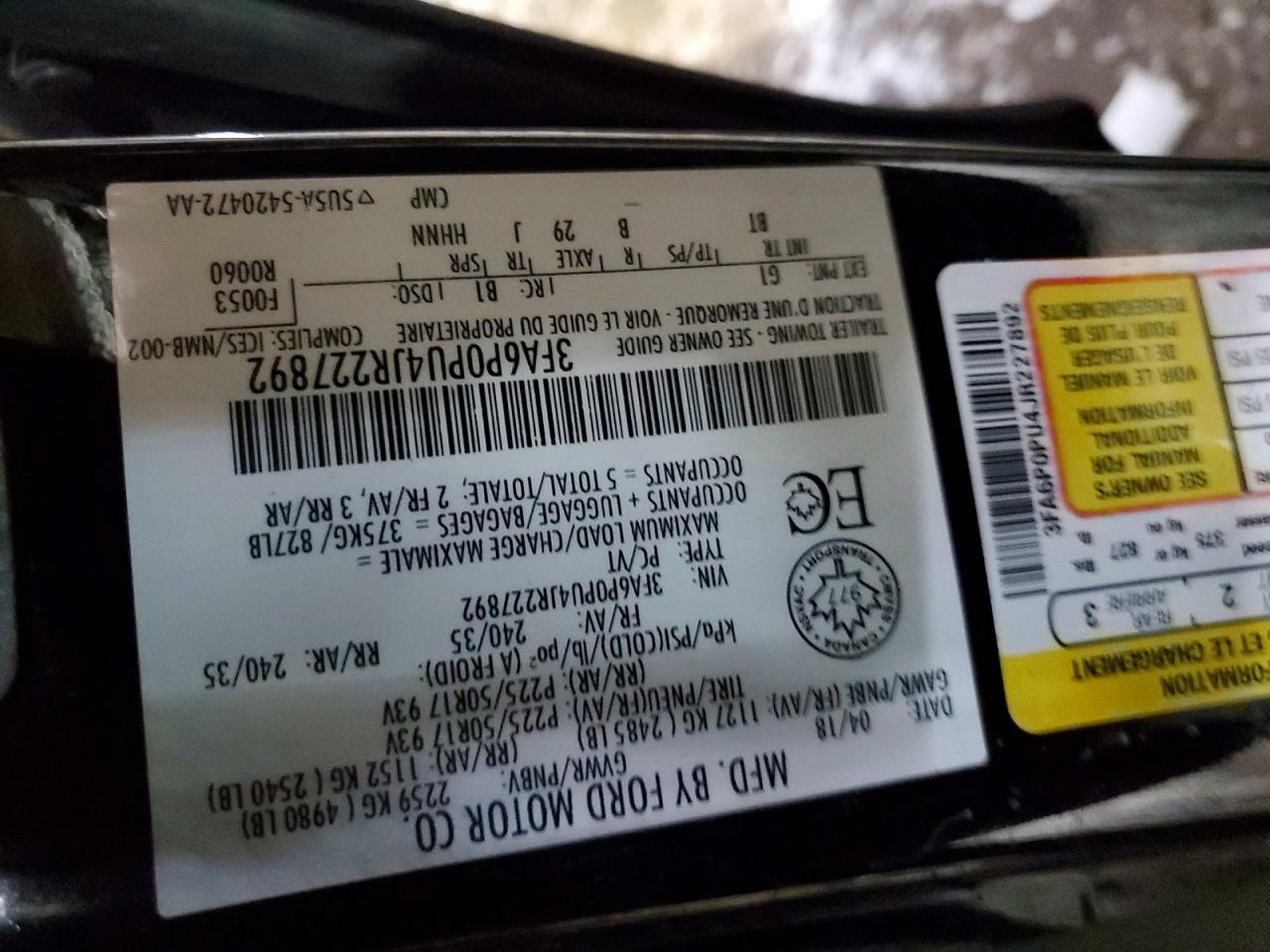 2018 FORD FUSION SE PHEV photo 12