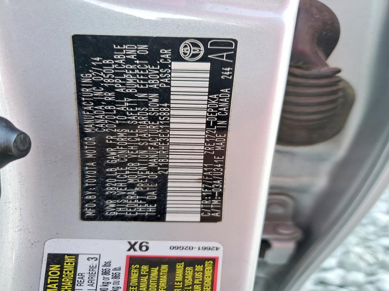 2014 TOYOTA COROLLA L photo 13