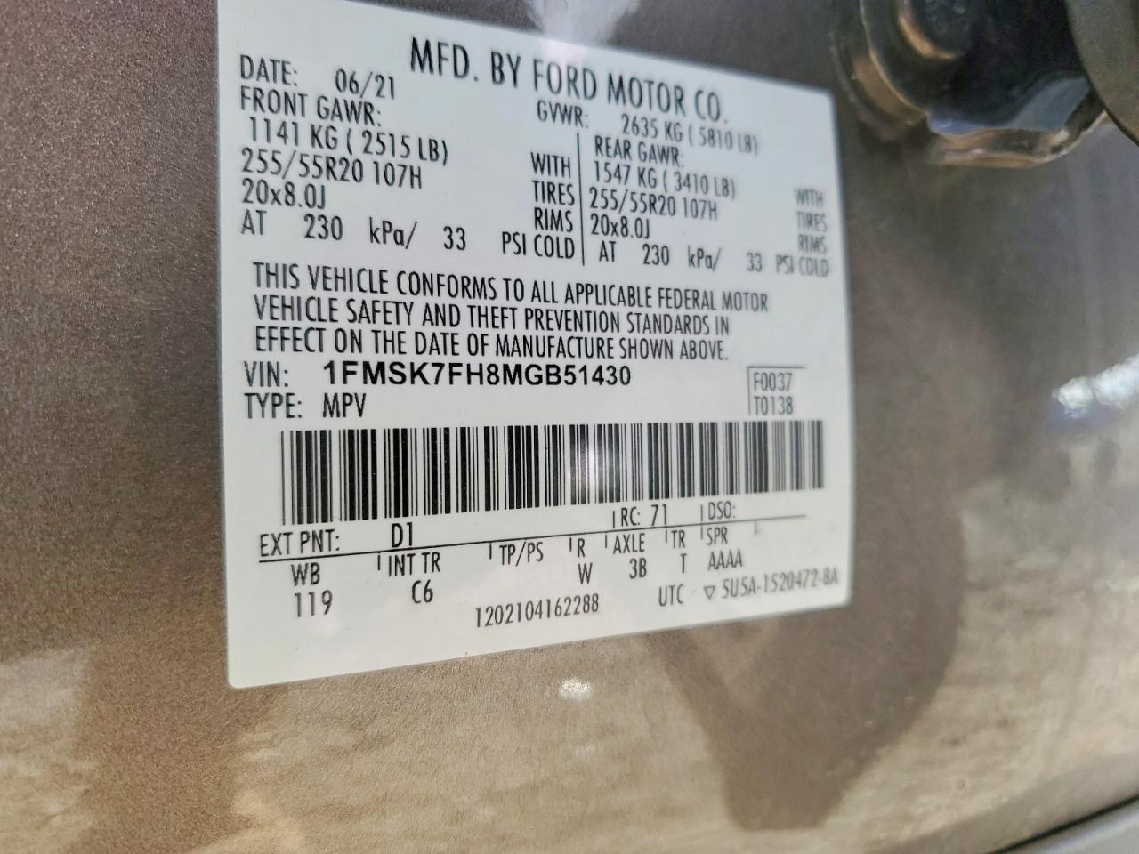 2021 FORD EXPLORER LIMITED photo 13