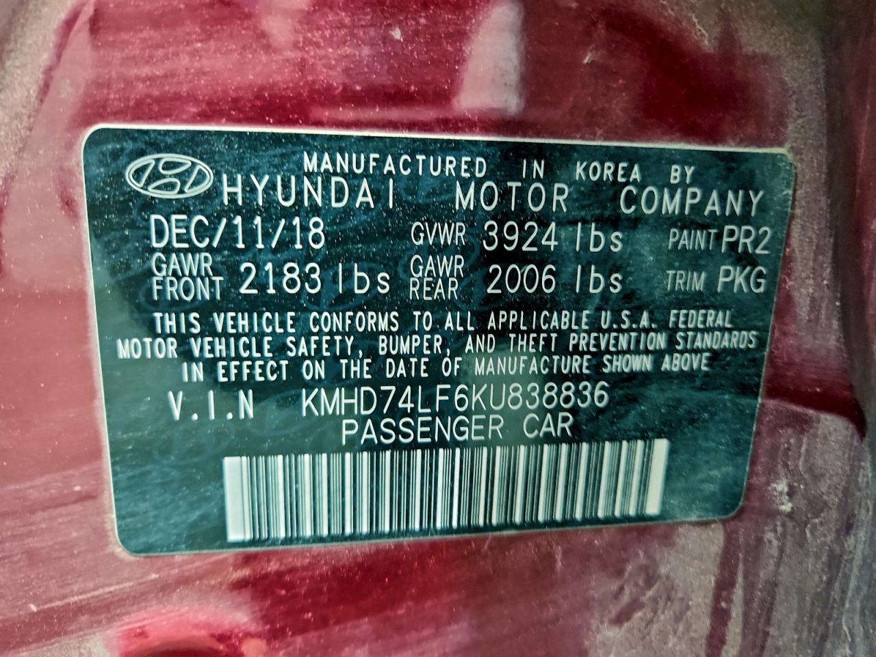 2019 HYUNDAI ELANTRA SE photo 12
