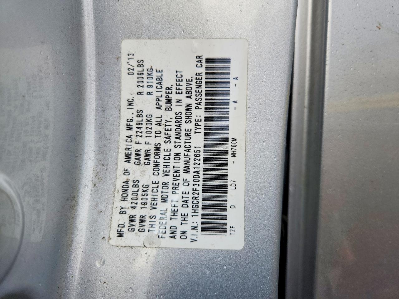 2013 HONDA ACCORD LX photo 13