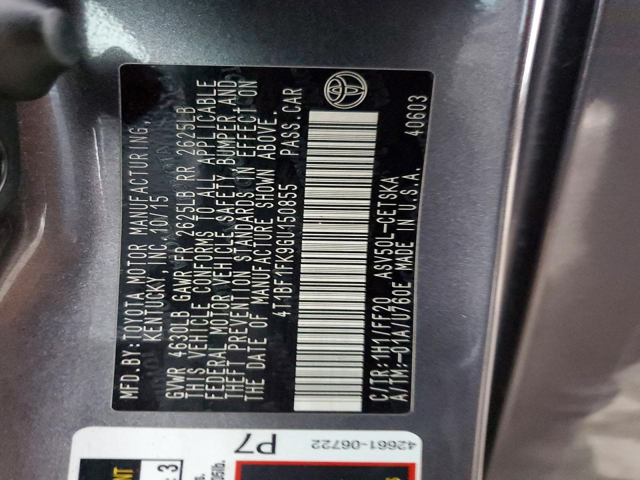 2016 TOYOTA CAMRY LE photo 12
