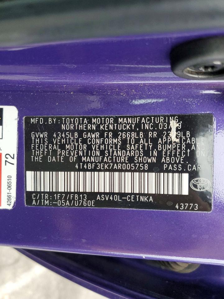 2010 TOYOTA CAMRY BASE photo 12