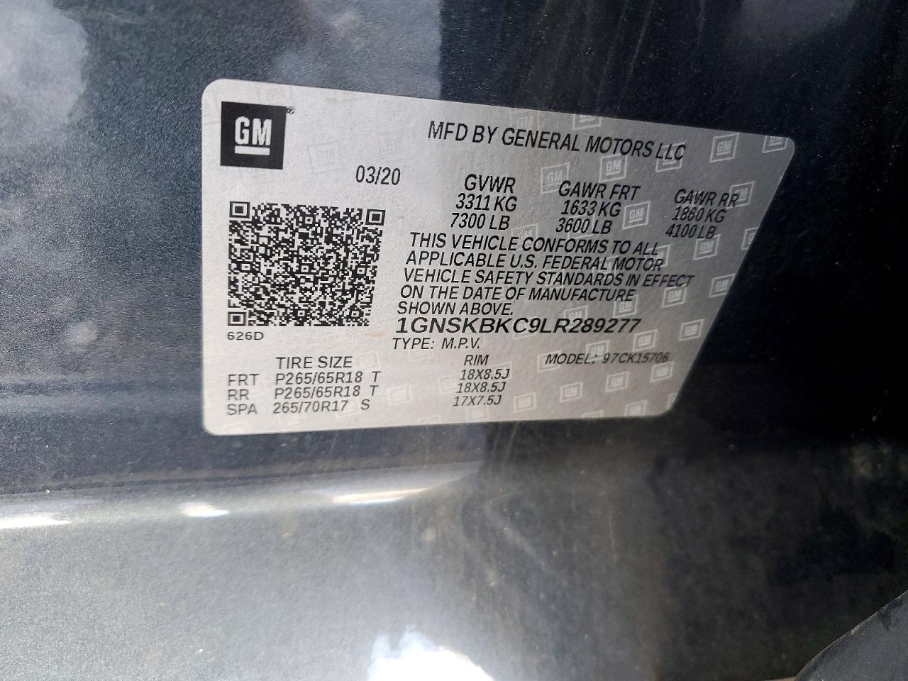 2020 CHEVROLET TAHOE K1500 LT photo 13