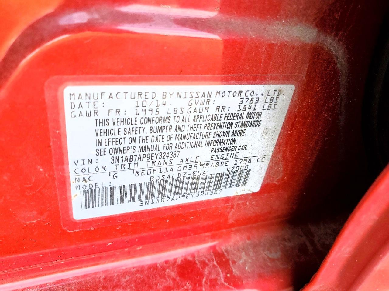 2014 NISSAN SENTRA S photo 12