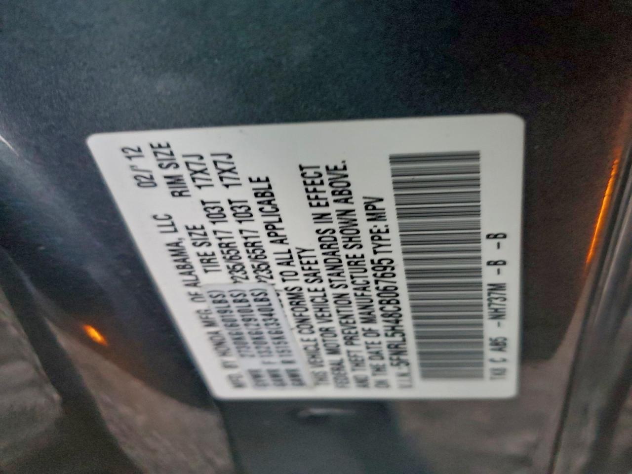2012 HONDA ODYSSEY EX photo 13