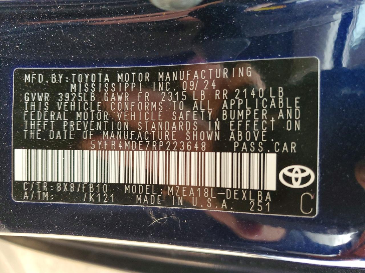2024 TOYOTA COROLLA LE photo 12
