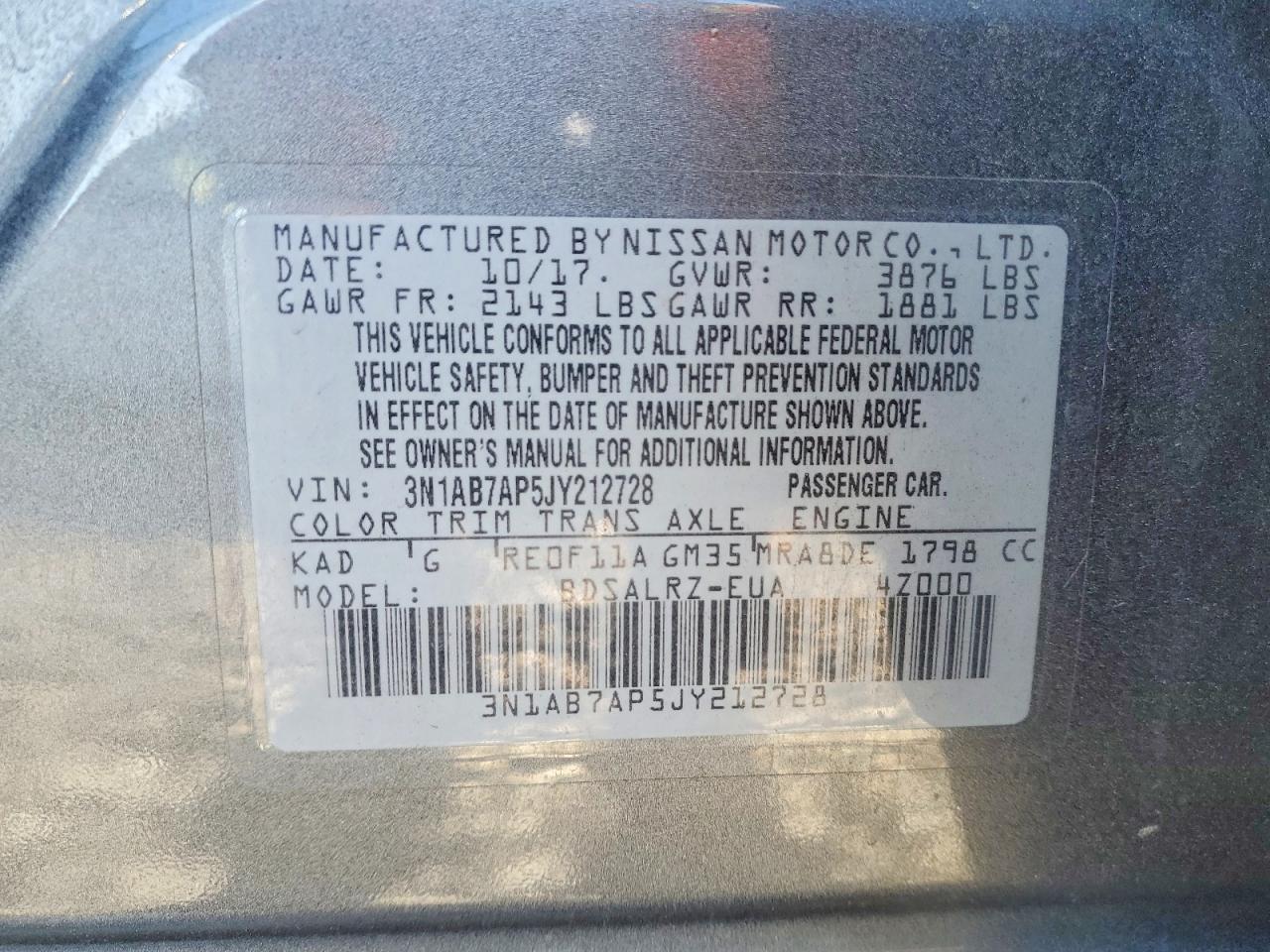 2018 NISSAN SENTRA S photo 12