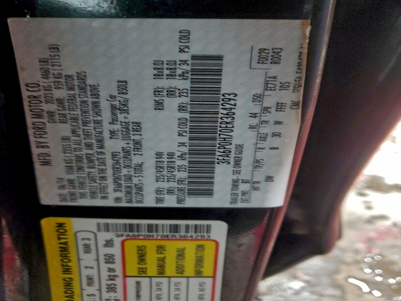 2014 FORD FUSION SE photo 12