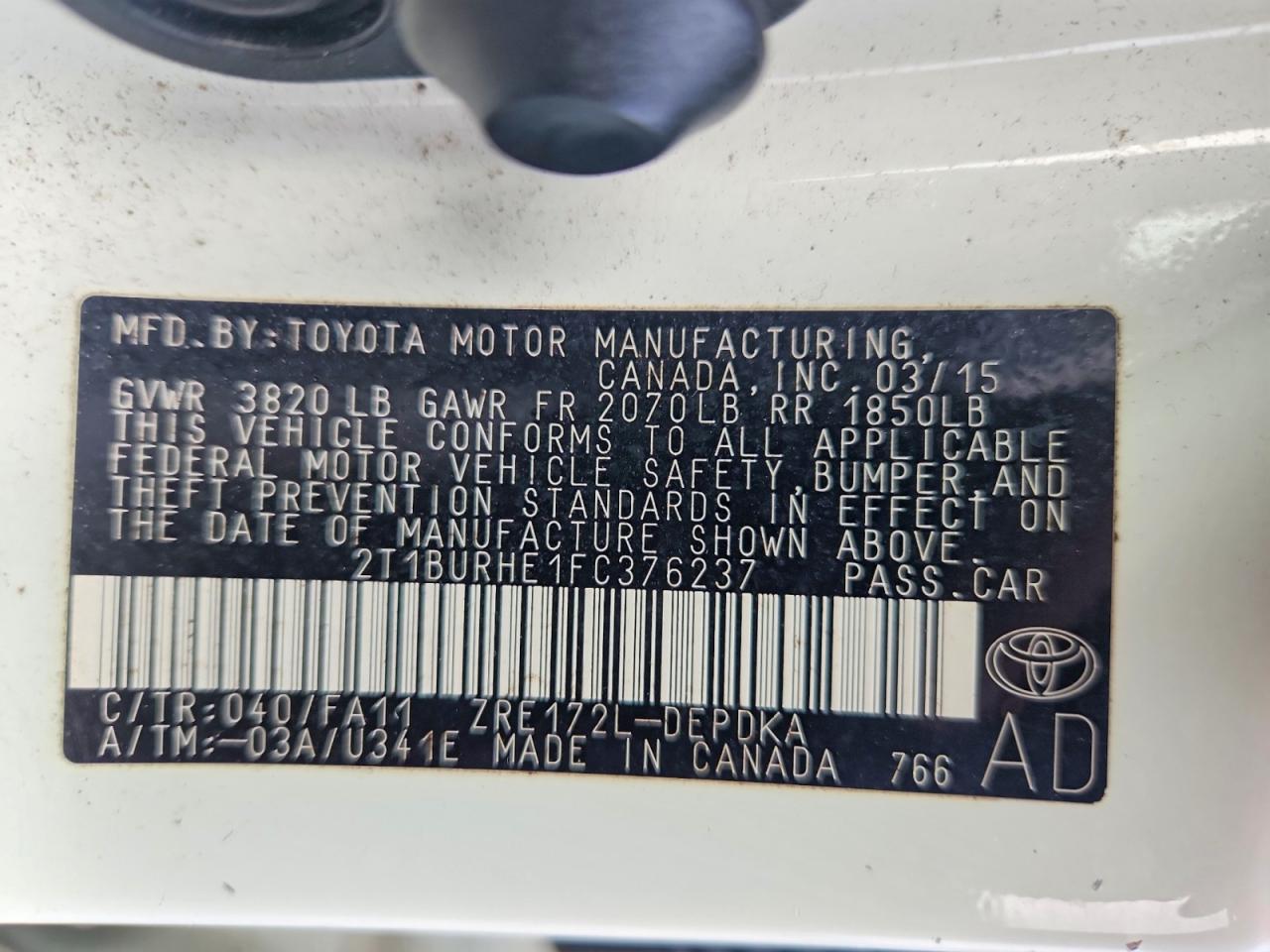 2015 TOYOTA COROLLA L photo 25