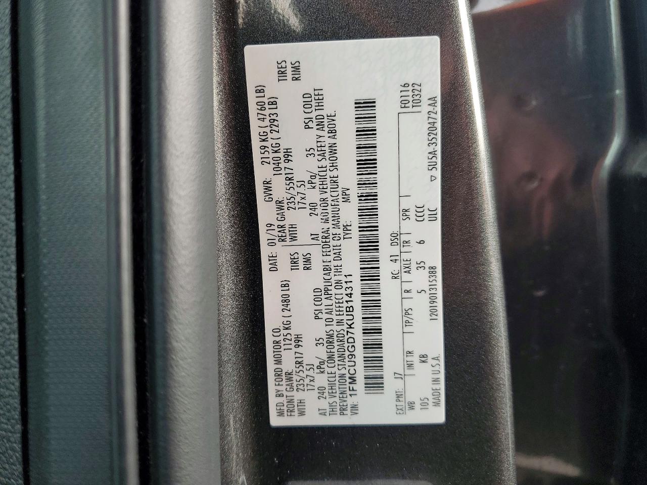 2019 FORD ESCAPE SE photo 12