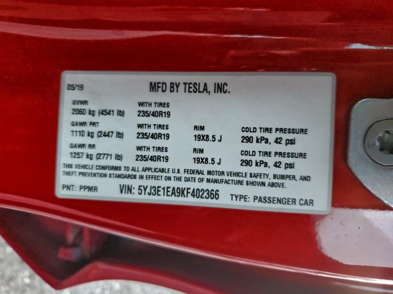 2019 TESLA MODEL 3 photo 12
