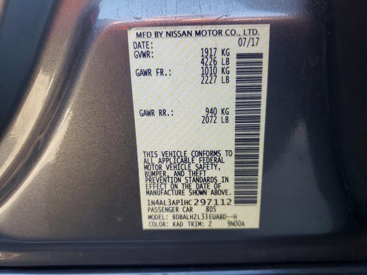 2017 NISSAN ALTIMA 2.5 photo 12