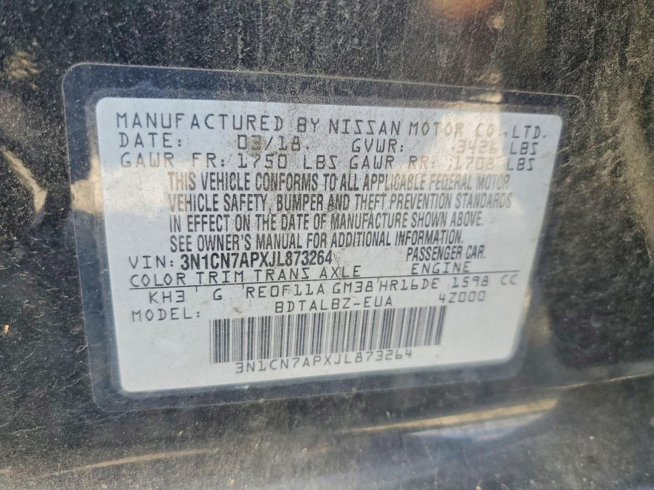 2018 NISSAN VERSA S photo 12