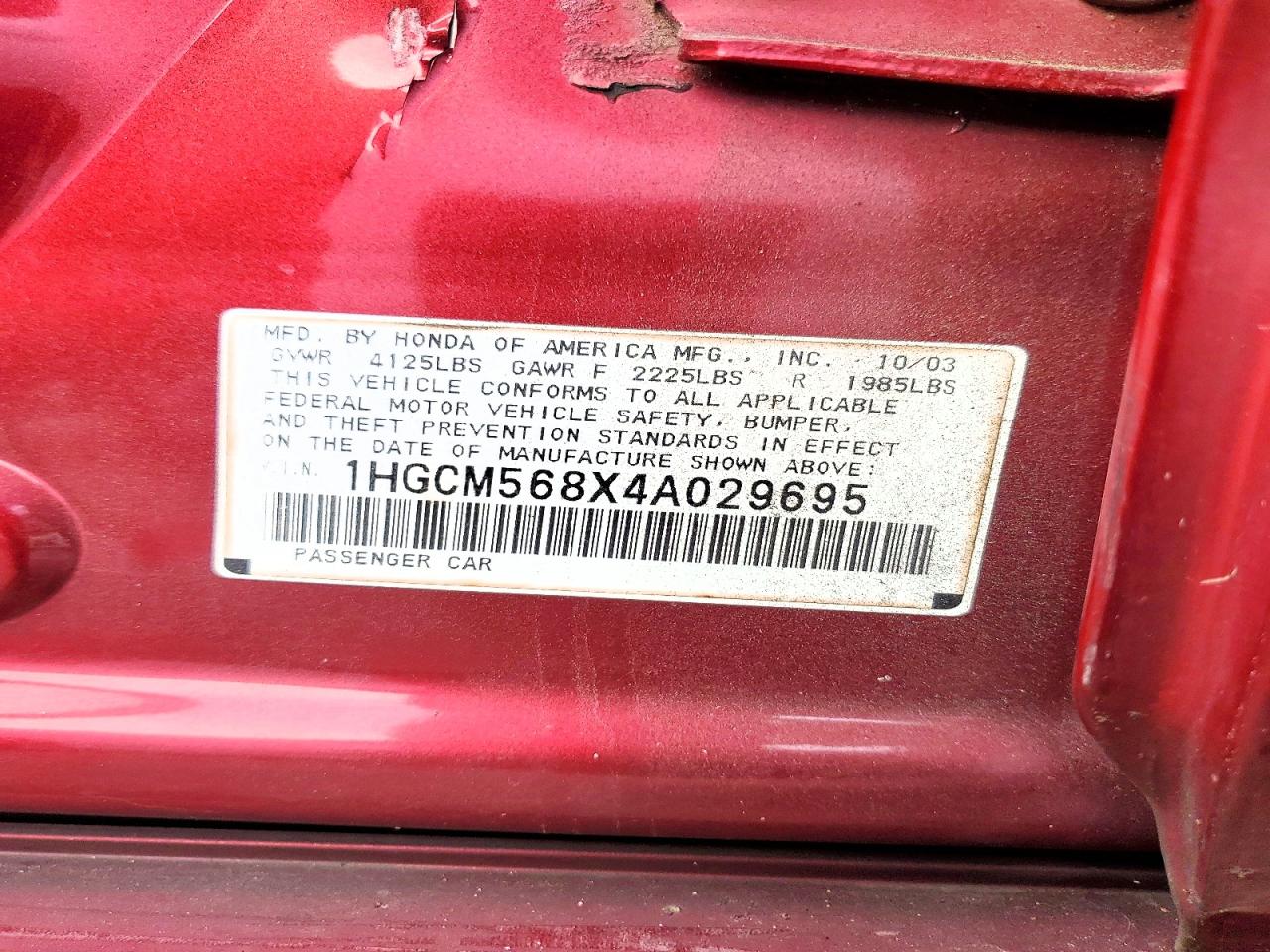 2004 HONDA ACCORD EX photo 12