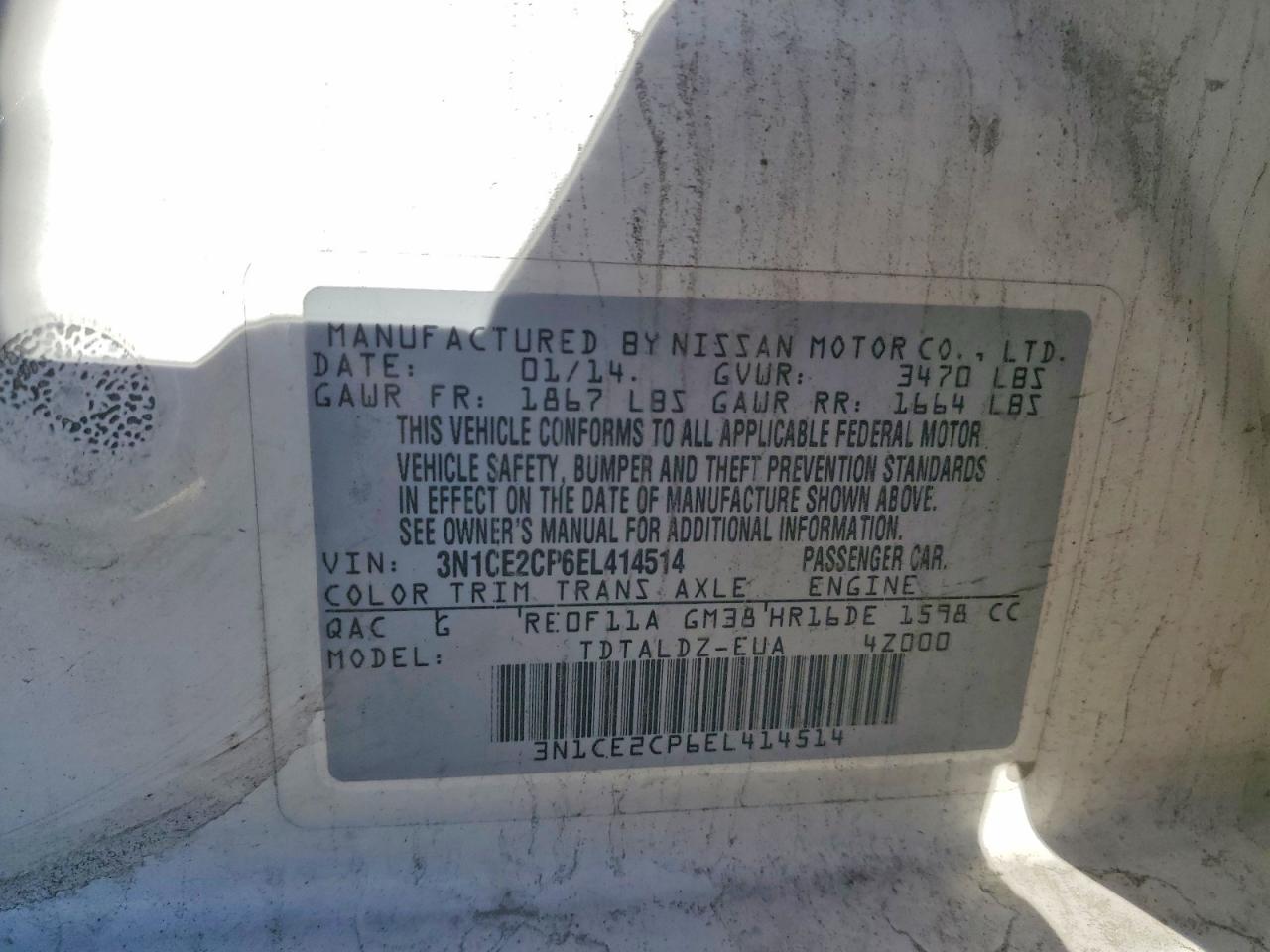 2014 NISSAN VERSA NOTE S photo 12