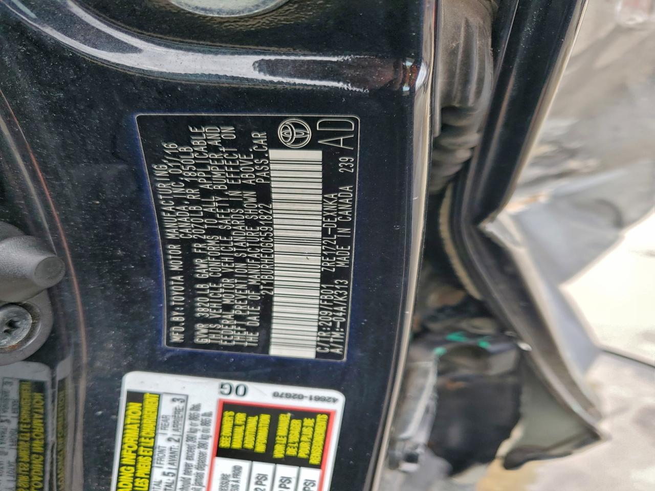 2016 TOYOTA COROLLA L photo 12