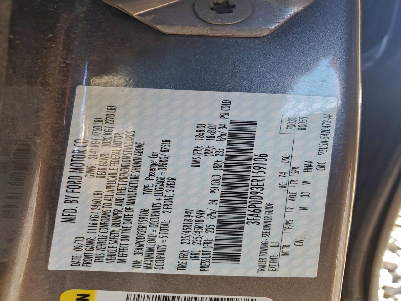 2014 FORD FUSION TITANIUM photo 13