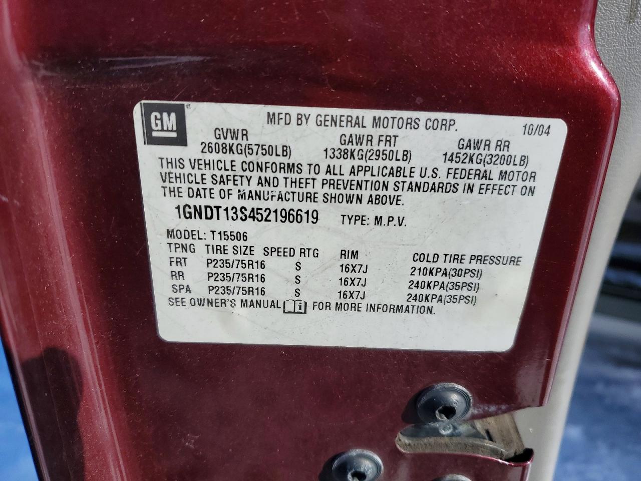2005 CHEVROLET TRAILBLAZER LS photo 14