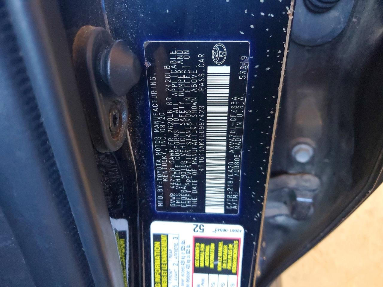 2020 TOYOTA CAMRY SE photo 12