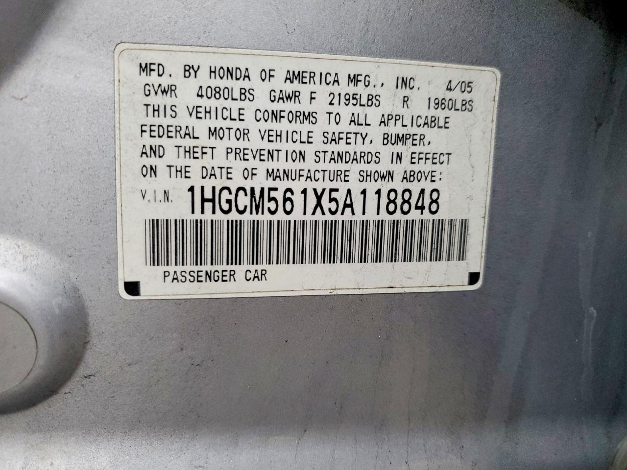2005 HONDA ACCORD DX photo 34