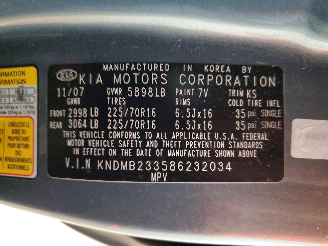 2008 KIA SEDONA LX photo 13
