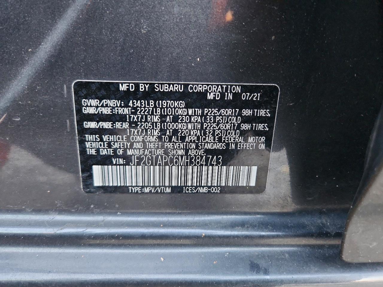 2021 SUBARU CROSSTREK PREMIUM photo 13