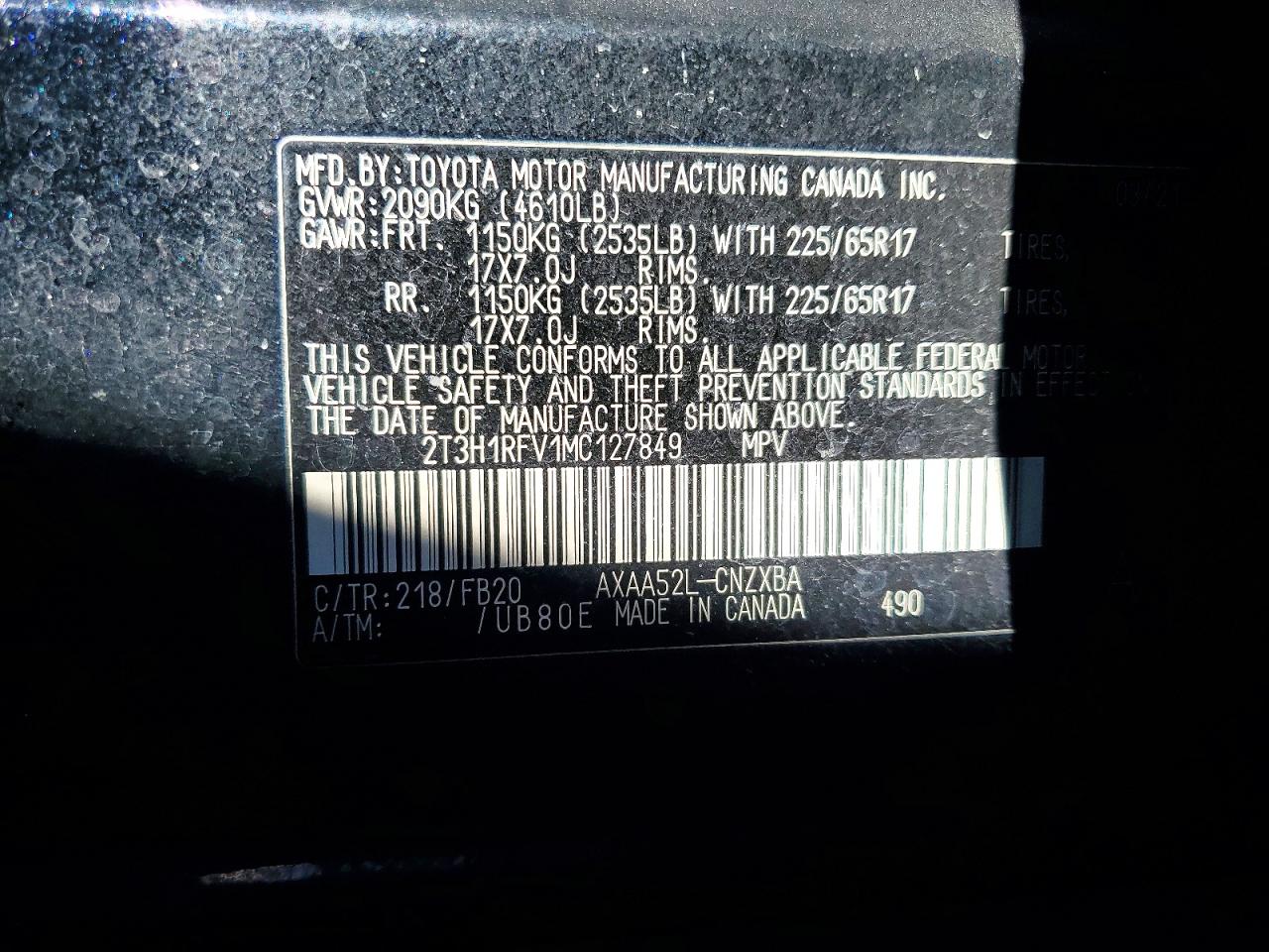 2021 TOYOTA RAV4 LE photo 13