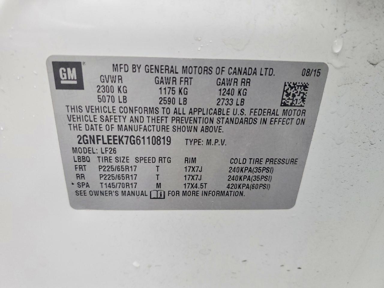 2016 CHEVROLET EQUINOX LS photo 13