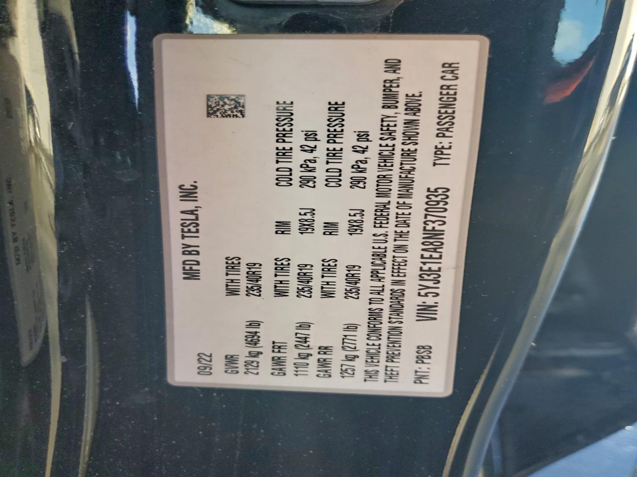 2022 TESLA MODEL 3 photo 12