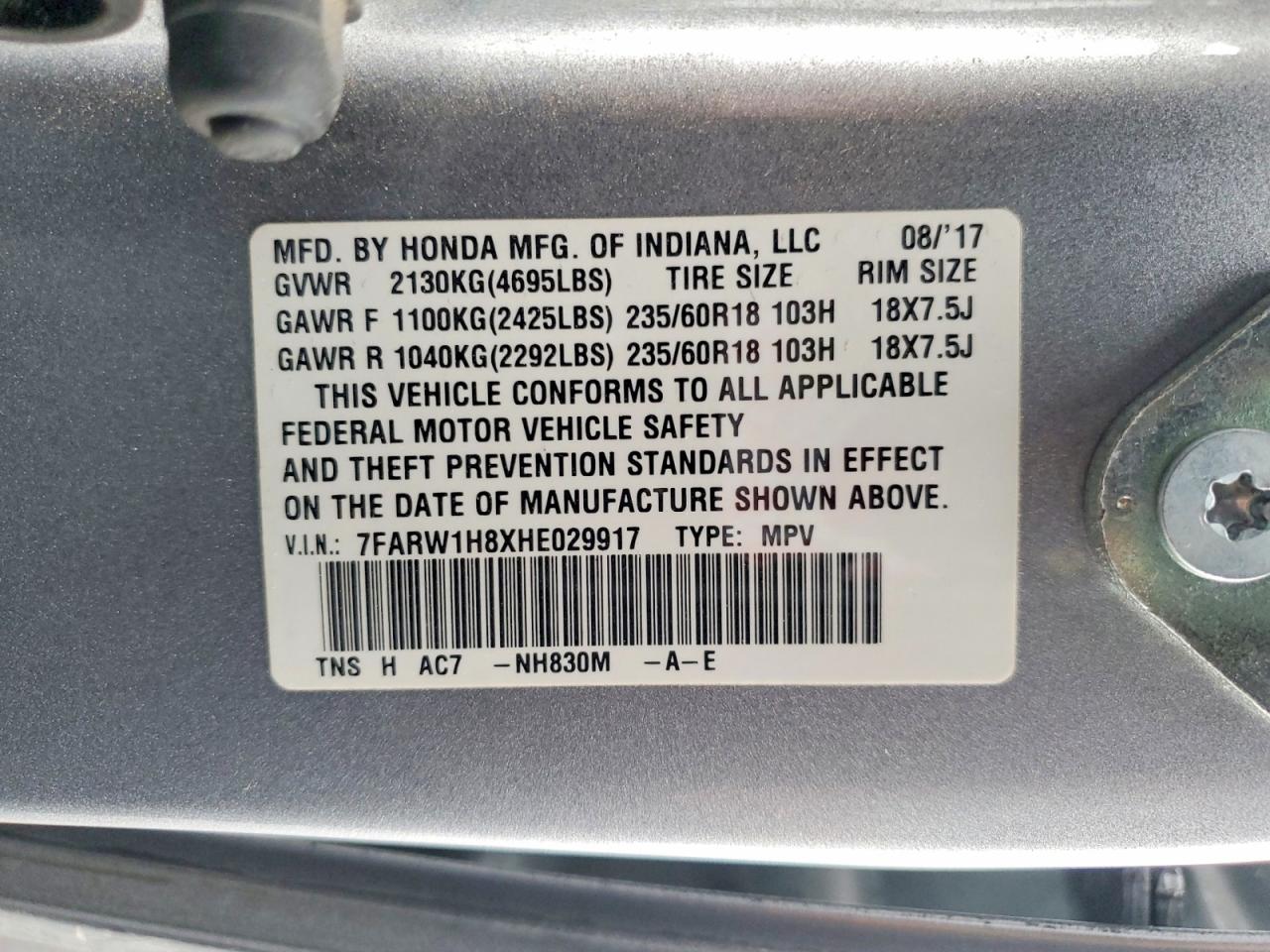 2017 HONDA CR-V EXL photo 13